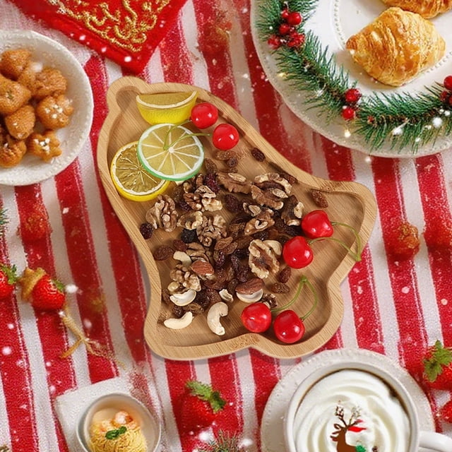 Utensilios de cocina, accesorios de cocina, utensilios de cocina, bandeja dividida para árbol de Navidad, bambú decorativo, vajilla para fiestas, bandeja para postres, fruta y aperitivos en restaurant