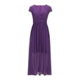 thumbnail image 4 of Sakmal Evening Womens Dresses Spring Plus Size A Line Purple Maxi Dress V Neck Short Sleeve Dresses, 4 of 6