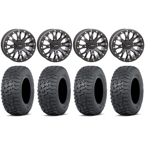 System 3 SB-4 14" Wheels Black (4 3) 28" Terra Hook Tires Polaris RZR XP 1000 / PRO XP / Ranger XP 900/1000