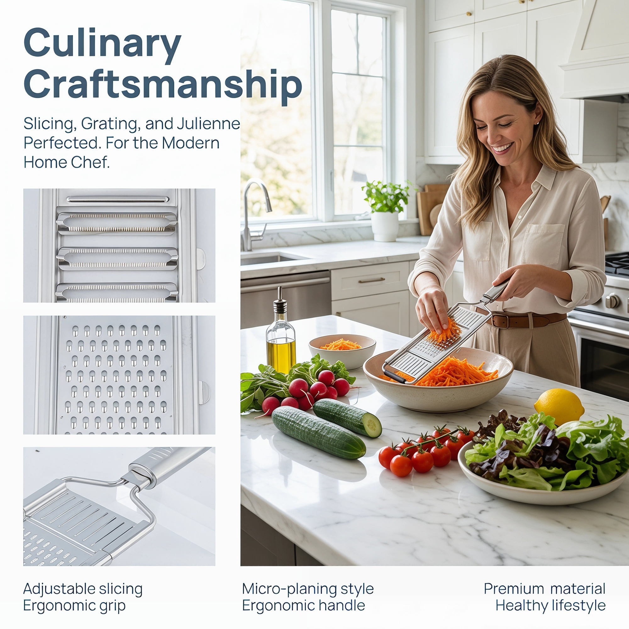 Unique Bargains 3-in-1 Kitchen Cutter for Slicing, Dicing & Shredding 3 in 1 3.3"x14"