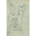 thumbnail image 2 of Théodore Géricault 17x24 Gold Ornate Framed and Double Matted Museum Art Print Titled - Two Standing Horses, Man Riding a Rearing Horse (1812 - 1814), 2 of 4
