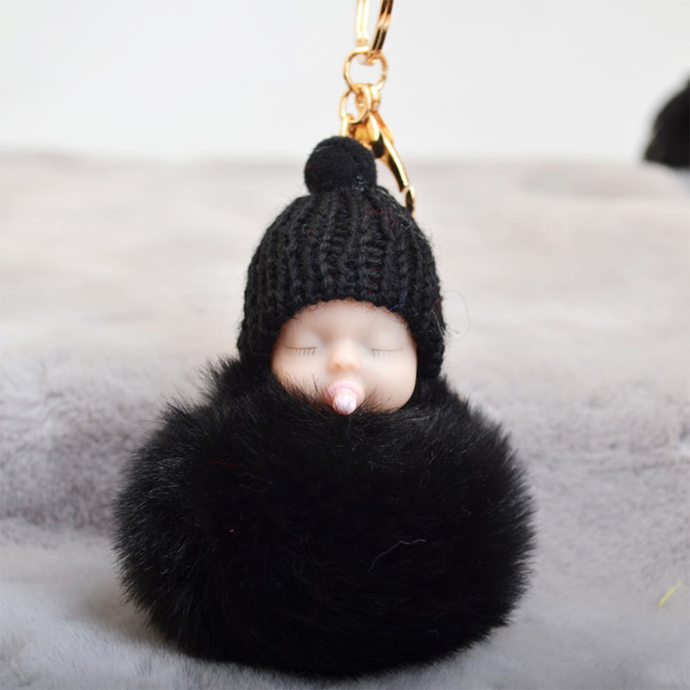 For Clothes Beanie Hats Caps Keychain Bag Fur Ball Pompoms Handmade 2PCS Fake 