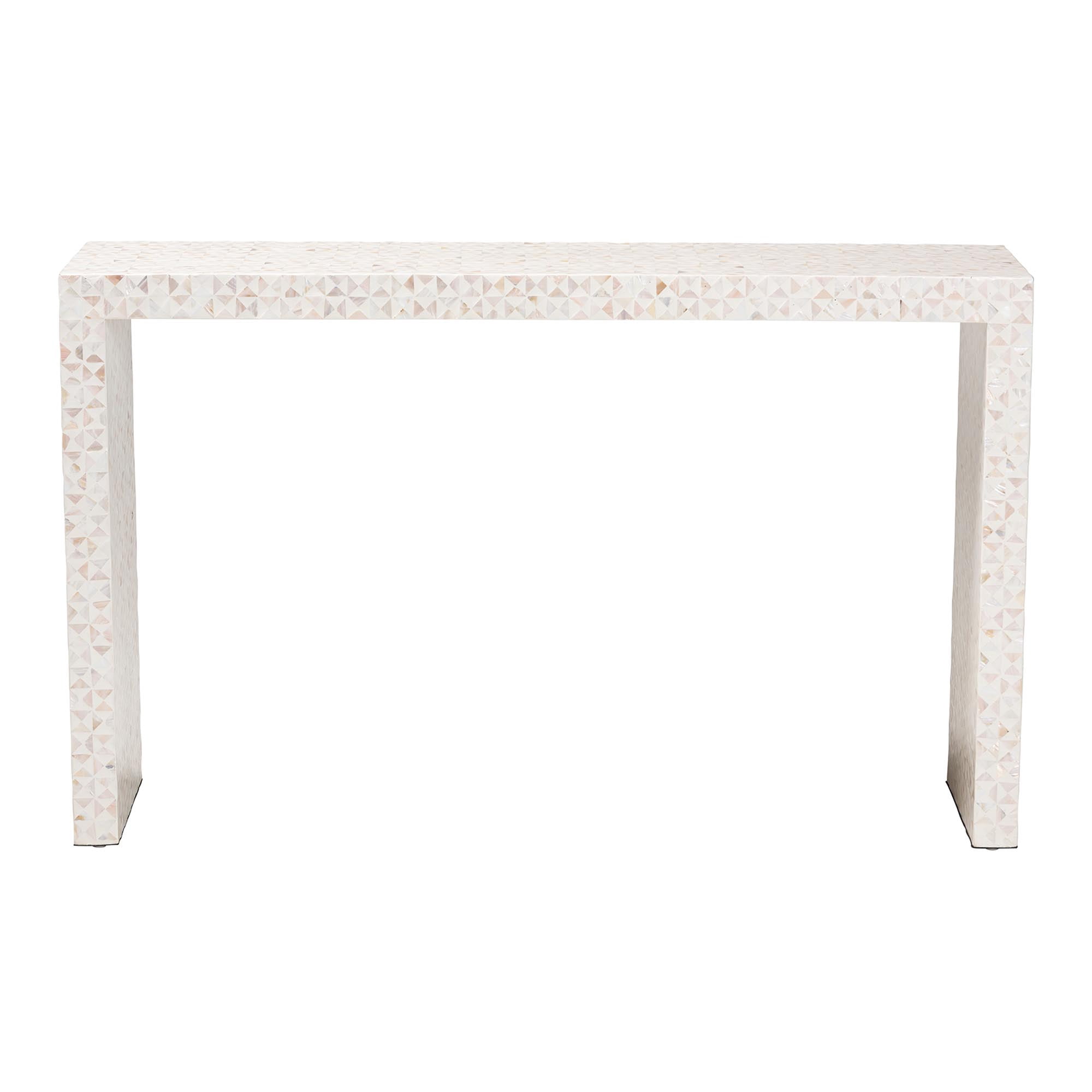 bali & pari Magara Coastal Console Table, Light Beige/Ivory
