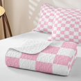 thumbnail image 4 of Homewish Casual Checkerboard Quilt Full for Girls, Vintage Plaid Full Bedspread Sets, Blush Pink, 4 of 7