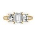 thumbnail image 2 of 3.61 ct Emerald Cut Moissanite Three-Stone Engagement Ring for Women in 18K Yellow Gold, 2 of 2