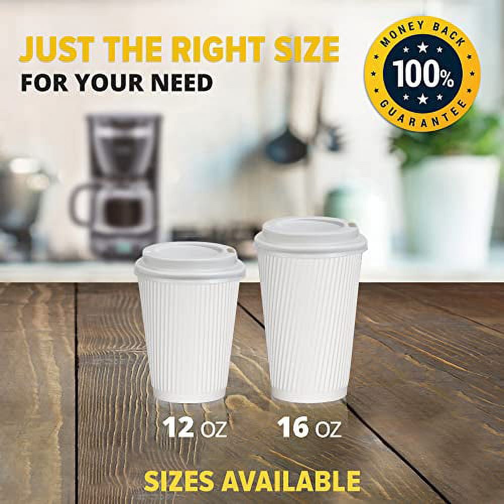 [50 Pack] Disposable Coffee Cups - 12 oz White Double Wall Insulated To Go  Coffee Cups - Kraft Paper…See more [50 Pack] Disposable Coffee Cups - 12 oz