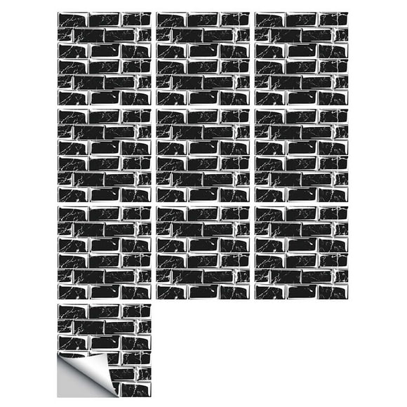 10 Sheet Peel and Stick Tile for Kitchen Backsplash Subway Stick on Tiles Self Adhesive Backsplash Wall Tile Sticker for Bathroom Laundry Room Cabinet Shower 6"x6" Black