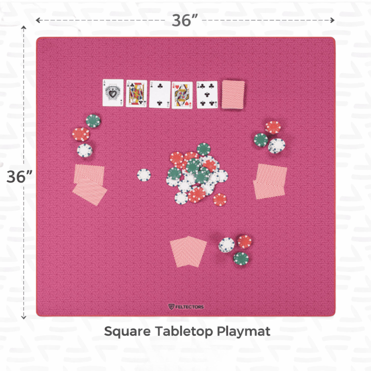 Feltectors Board Game Mat for 36 x 36 in Tables, Mahjong Mat with Carrying Bag-Pink