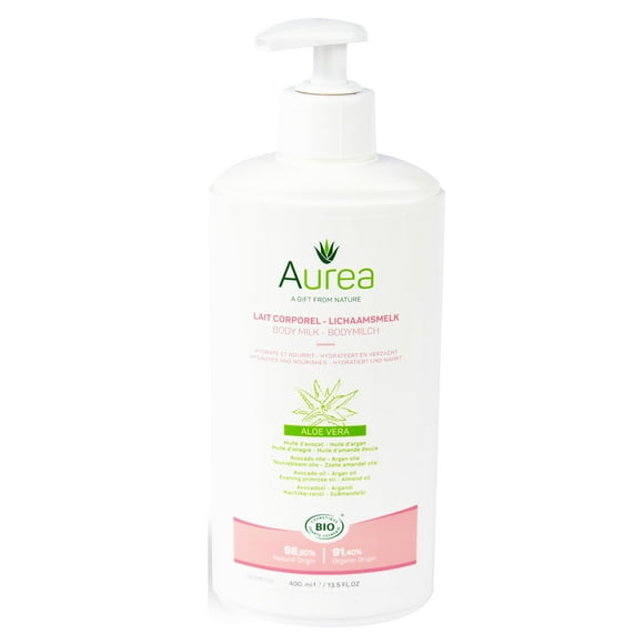 Leche corporal Aurea enriquecida con aloe vera de 400 ml que restaura la flexibilidad