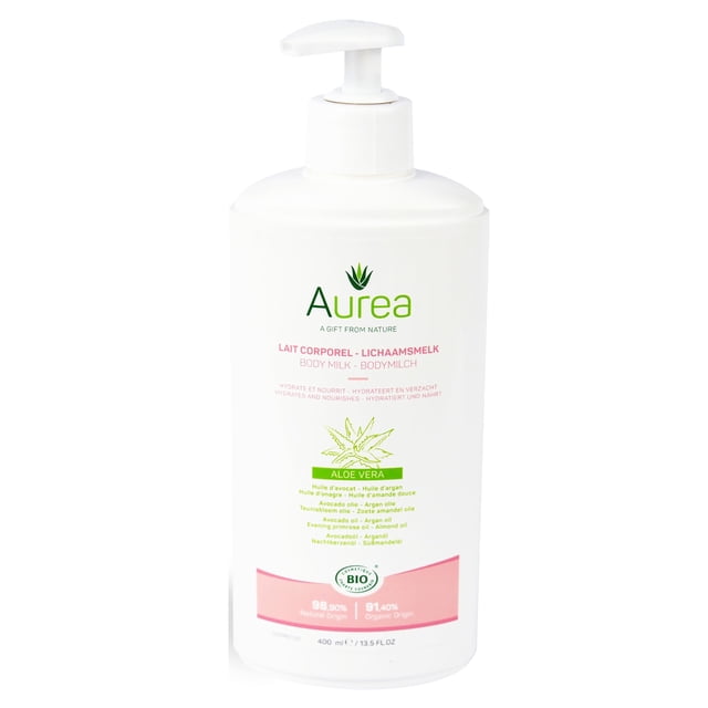 Leche corporal Aurea enriquecida con aloe vera de 400 ml que restaura la flexibilidad