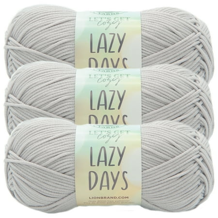 UPC: 0842093137061 | Lion Brand Yarn Lazy Days Wind Chime Tube Style Medium Polyester Gray Yarn 3-Pack
