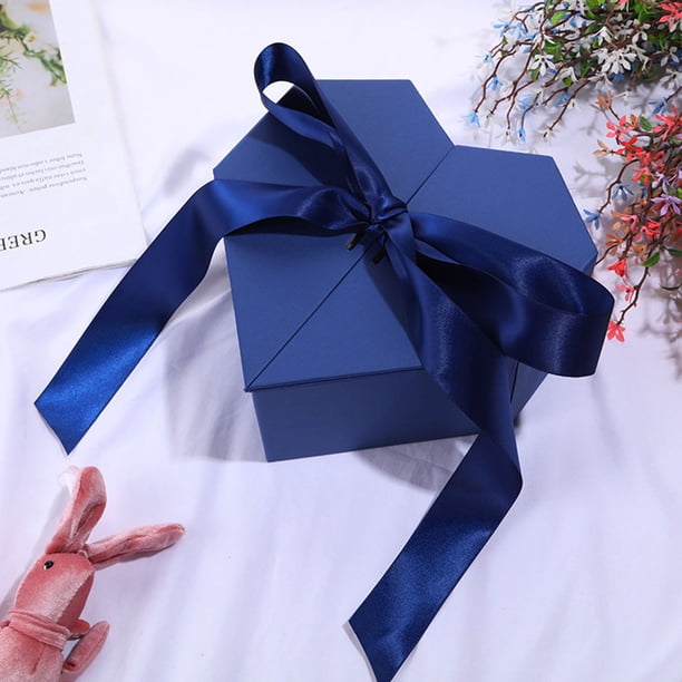 Fiudx Caja con Forma de Corazón y Lazo de Cinta de Doble Puerta, Empaque de Regalo Romántico, Diseño Elegante con Bolsa de Regalo y Cadena de Luces, Perfecta para San Valentín, Regalo para Seres Quer