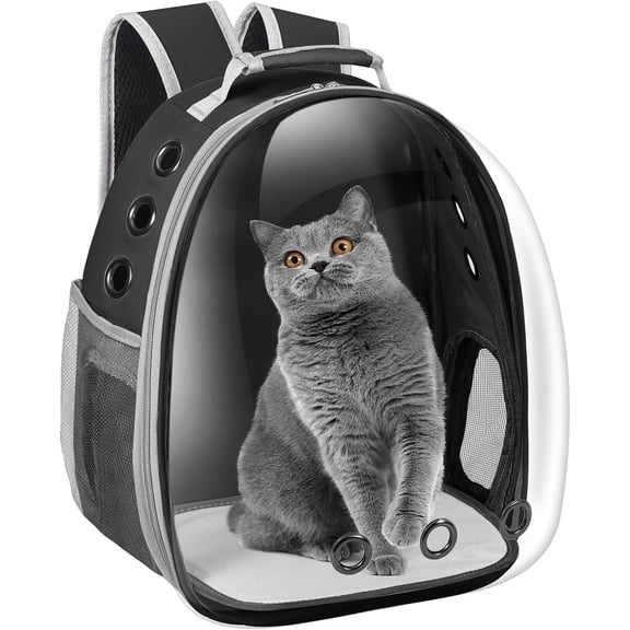 DENZUS Cat Carrier Backpack, Pet Carrier Backpack Front Pack for Small Medium Cat Puppy Dog Carrier Backpack Bag Space Capsule, Pet Carrier for Travel Hiking Walking Camping (Black)