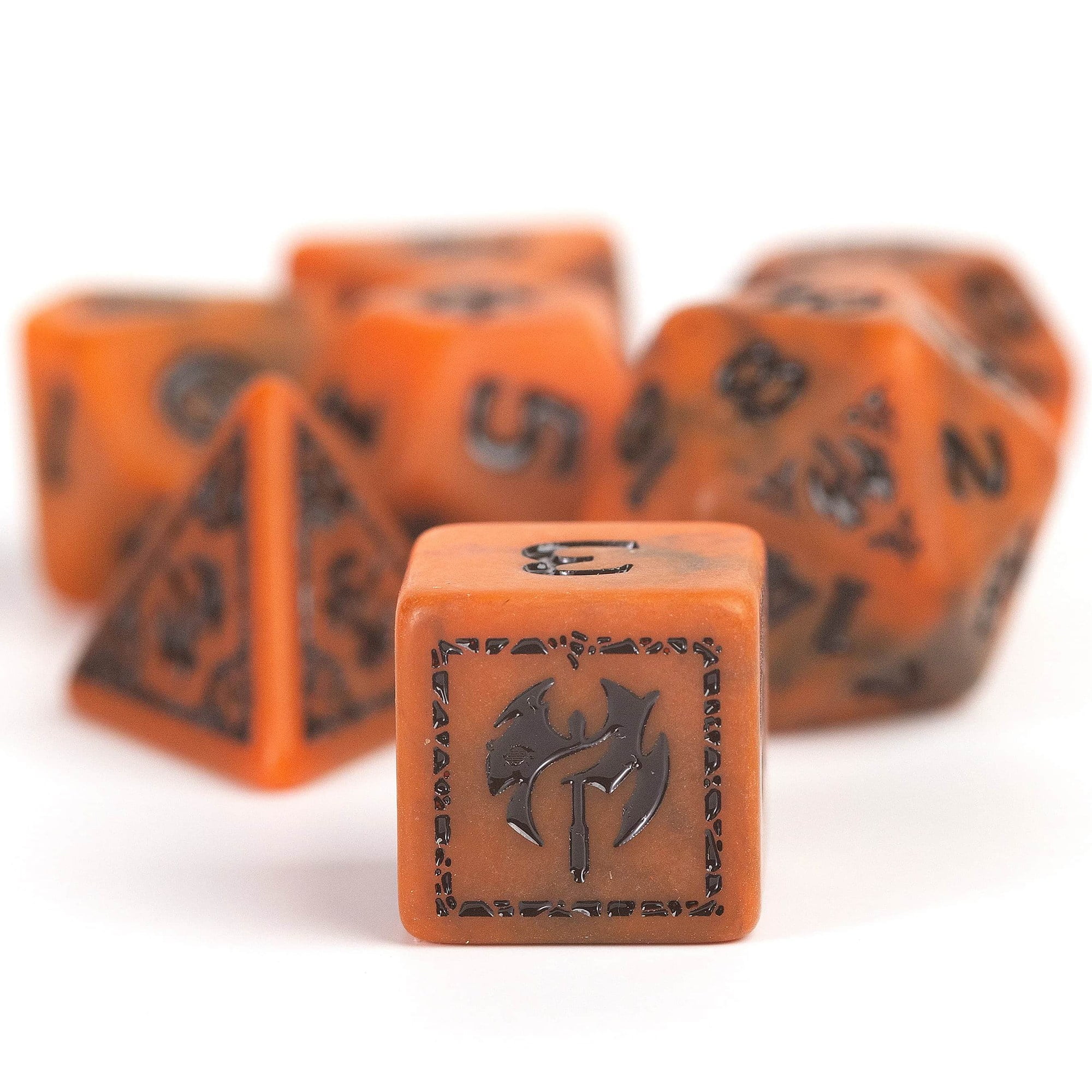 Dungeons & Dragons: D&D Adventure Dice: Barbarian - Orange - 15pc RPG Set, Class Symbols, Roleplaying Game Accessory, Sirius Dice, Officially Licensed