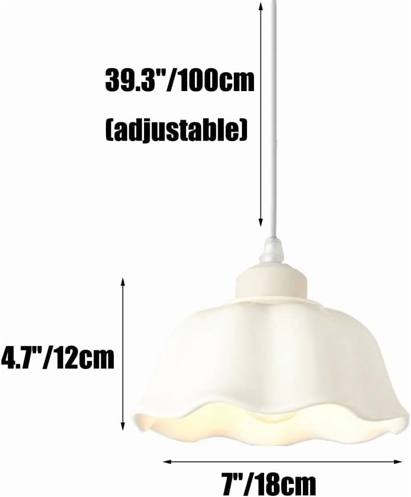 White Ceramic Pendant Light Fixture for Dining Room, Modern Minimalism Pendant Lamp, Nordic Simple Pendant Lighting, Vintage Farmhouse Rustic Pendant Light for Kitchen Island Bar Above Sink Table