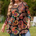 thumbnail image 4 of TQWQT Women's Plus Size 3/4 Sleeve Floral Tunic Top - Soft Stretchy Fabric, High-Low Hem, Casual Loose Swing Blouse for Leggings/Jeans 3XL, 4 of 5