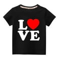 thumbnail image 2 of Kayannuo Girls' Short Sleeve Boys Graphic Short Sleeve Tee Valentine's Day Toddler Kids Boys Girls Fashion Cute Solid Color Round Neck Valentine's Day Heart Print Short Sleeve Top 7 Years, 2 of 4