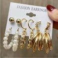 thumbnail image 3 of conjunto de aretes de perlas de moda para mujer bohemio círculo borla larga pendientes de playa joyería 6 pares/set, 3 of 4