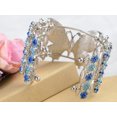 thumbnail image 4 of Alilang Silver Tone Blue Enamel Floral Crystal Rhinestone Flower Butterfly Cuff Bangle Bracelet, 4 of 5