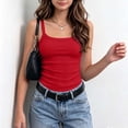 thumbnail image 7 of ZACPNCV Girls Ribbed Knit Cami Top Solid Color Slim Fit Crewneck Sleeveless Spaghetti Strap Tank Top Stretchy Comfort Layering Undershirt 3-13 Years Red, 7 of 7