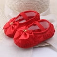 thumbnail image 3 of Sunloudy, zapatos de princesa de suela blanda para bebés, zapatos de cuna de satén con lazo de flores para niñas, bonitas sandalias antideslizantes de encaje para niños de 0 a 18 M Sunloudy Color sólido, 3 of 5