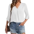 thumbnail image 4 of Women's V-Neck Ruffle Sleeve Chiffon Blouse Casual Shirt Top for Daily Wear, 4 of 4