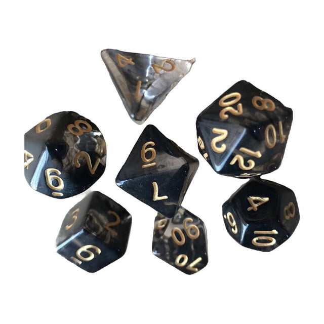 1 Set Polyhedral Dice Double Color Acrylic Toys Interesting Role Playing Games Craps Entertainment Accessory for Math Teaching floating black gold
