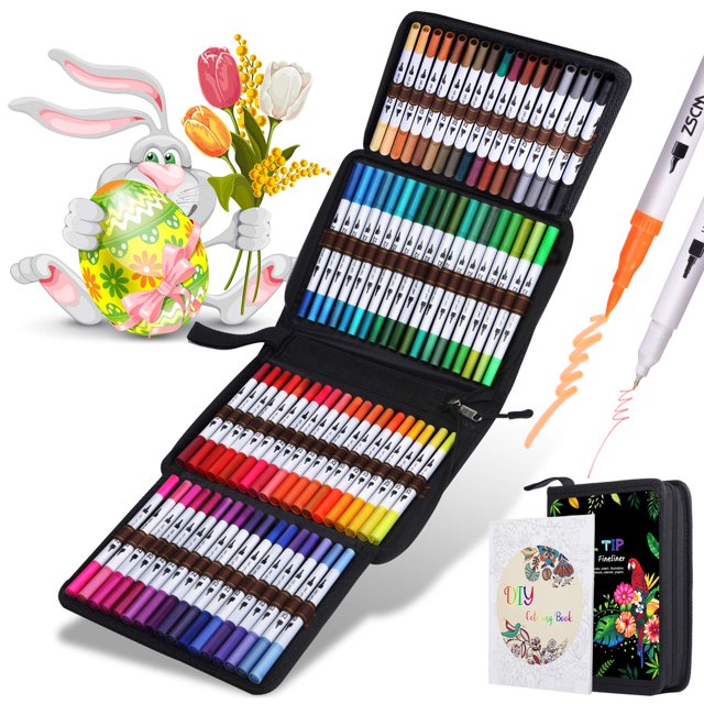 ZSCM-rotuladores artísticos con punta de pincel fino, 72 colores, para colorear huevos de Pascua, libros para colorear para adultos