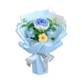 thumbnail image 2 of Ramo de flores de ganchillo, regalo para el Día de la Madre, decoración del hogar con luces, flores artificiales. Azul, 2 of 9