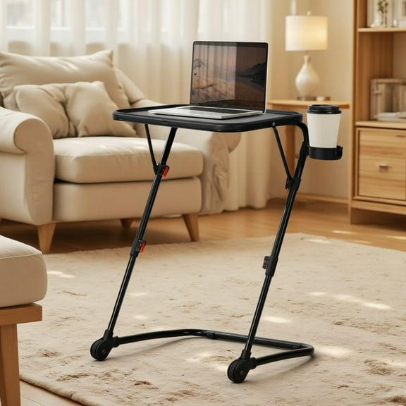 Homy Casa Adjustable Writing Desk, Space-Saving Design for Home Office Workstation Black