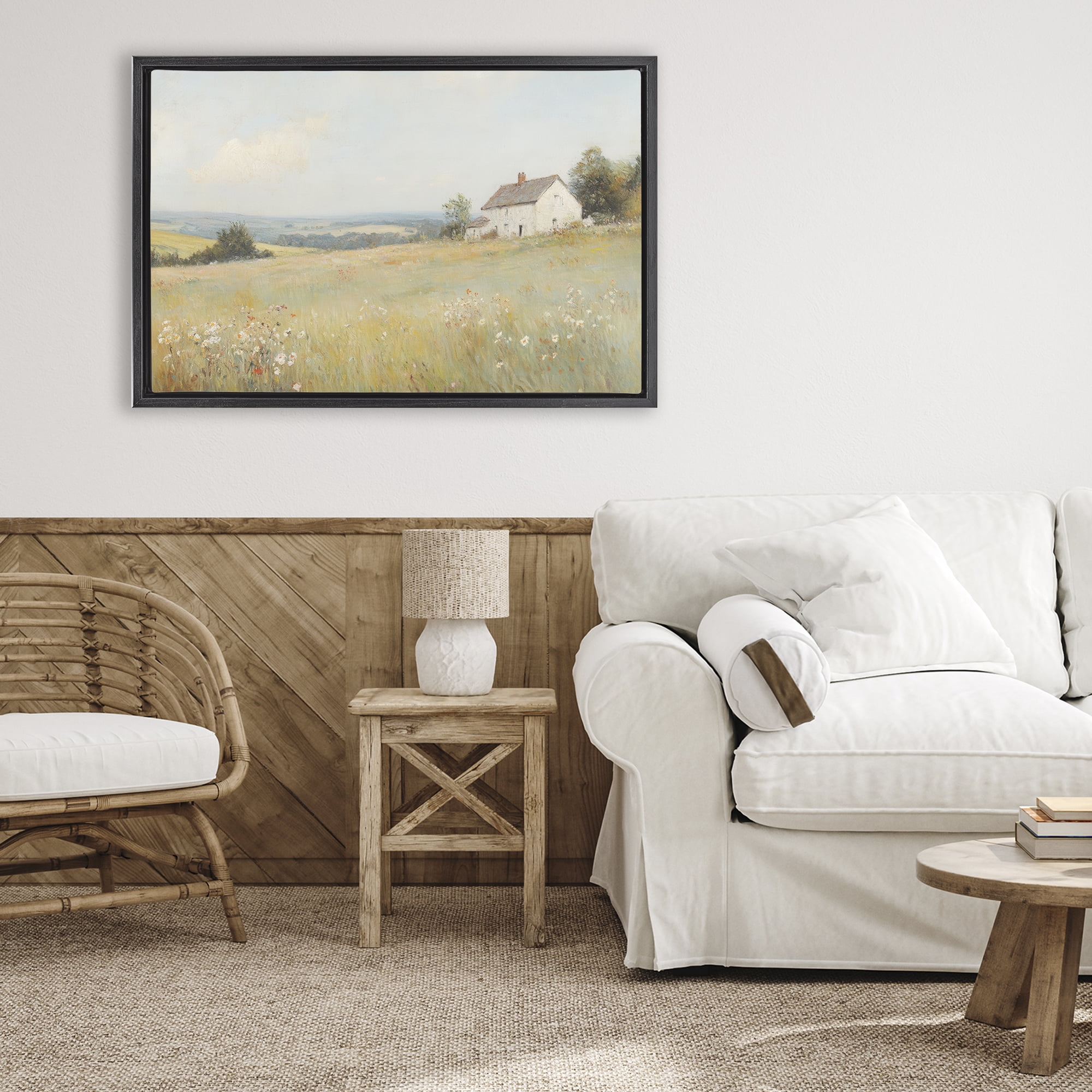 Stupell Industries Little House In The Prairie Black Framed Floater Canvas Wall Art, design by Petal Prints Design