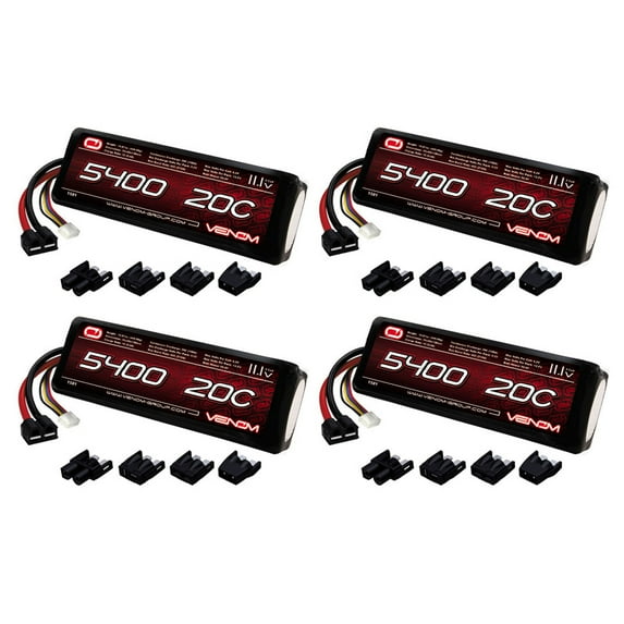 Venom 20C 3S 5400mAh 11.1V LiPo Battery with Universal Plug (EC3/Deans/Traxxas/Tamiya) x4 Packs