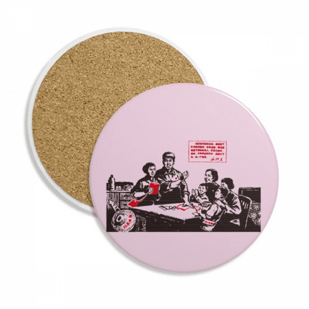 

China Red Education Propaganda Professor Coaster Cup Mug Tabletop Protection Absorbent Stone