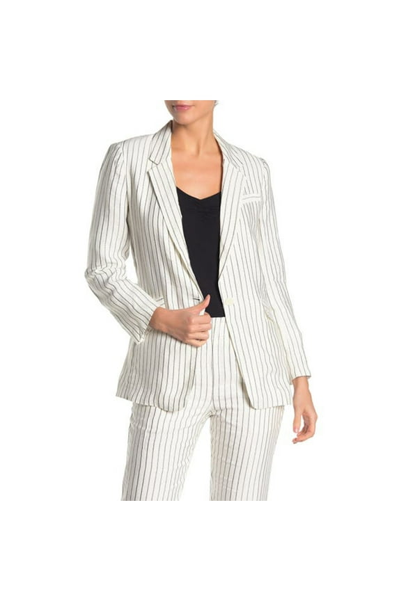 Darryl Striped One Button Blazer, Porcelain, 00