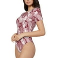 thumbnail image 2 of KLL Women 's Crew Neck Bodysuit Jumpsuits Orchids Flowers Print Short onesies Stretch T Shirts, 2 of 7