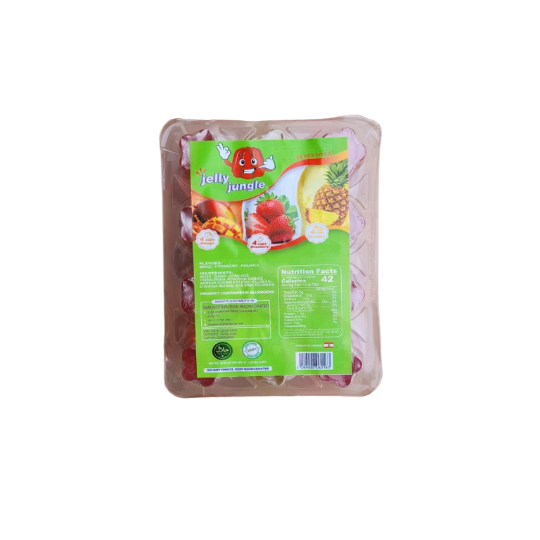 Halal-Jelly Jungle,Fruit Flavored Jelly Cups -Mango, Strawberry
