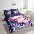 thumbnail image 3 of Manfei Girly Pink Axolotl Bedding Comforter Set 7-Piece, Kawaii Cartoon Sealife King Bedding Sets, Marine Ocean Fish Reversible Bed Sheets, Luxury Bedroom Decor, 3 of 7