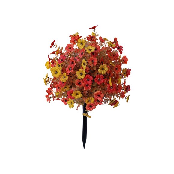 Lot de 1 25.6 Pouces Arbres Topiaires Artificiels en Bois de Bûcheron avec Piquet de Sol, Plantes Fausses Résistantes aux UV avec Fleurs de Camélia d'Automne, Arbustes et Buissons Extérieurs pour Décoration de Jardin avant (Couleur Mixte, 1 Pce)