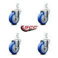 thumbnail image 2 of 4 Inch Blue Polyurethane Wheel Swivel 3/4 Inch Square Stem Caster Set SCC, 2 of 2