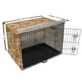 thumbnail image 6 of Autumn Dog Crate Cover, Various Seasonal Abstract Mushroom Doodles Patchwork Printed Illustration, Easy to Use Pet Kennel Cover Small Dogs Puppies Kittens, 7 Sizes, Dark Pink Marigold, by Ambesonne, 6 of 6