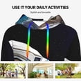 thumbnail image 4 of Lsque Cat Astronaut Pattern Casual Women's Hoodie,Hooded Sweatshirt with Kangaroo Pocket,Pullover Hoodie with Eye-catching Drawstrings-Small, 4 of 7