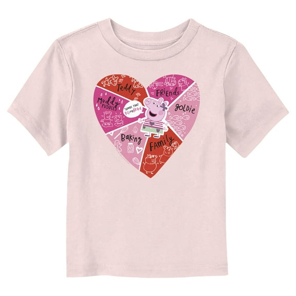 Toddler's Peppa Pig Things That Fill My Heart Doodles  Graphic Tee Light Pink 3T