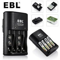 3 in 1 EBL Smart Battery Charger for AA AAA 9V NiMH NiCD Rechargeable Batteries US Plug