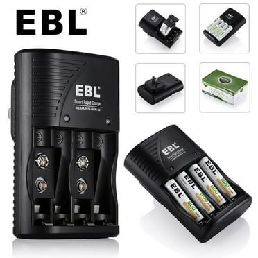 3 in 1 EBL Smart Battery Charger for AA AAA 9V NiMH NiCD Rechargeable Batteries US Plug