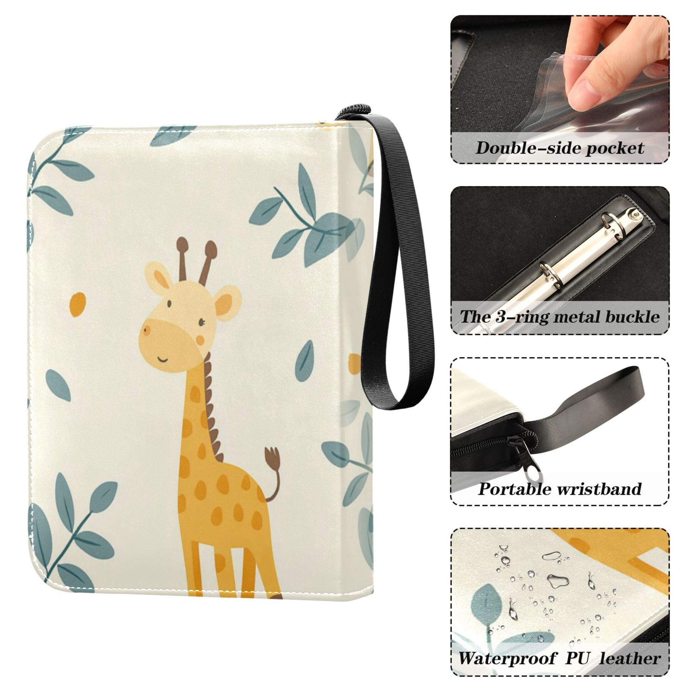 Game Card Storage Bag Collectible Trading Card Albums The 4-Pocket Card Binder With 50-Page Sleeve Can Hold 400 Game Cards Super Cool Giraffe