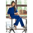 thumbnail image 4 of KOH KOH Long Pant One Off Shoulder 3/4 Short Sleeve Sexy Wide Leg Casual Summer Fall One Piece Jumpsuit Pant Suit Romper Playsuit Tall Overall For Women Cobalt Royal Blue Large US 12-14 JSN003, 4 of 6