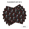 thumbnail image 5 of Rocae Skeleton with Roses Printed Heat Resistant Place Mats,Classic Hemstitch Cloth Fabric Placemats Imitation Linen Place Mat Table Mats 18x12 inch, 5 of 5