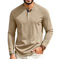 thumbnail image 3 of Men's Waffle T-Shirts Short Sleeve Casual Stylish Button Henley Shirt Summer Slim Fit Basic Pullover Tee Shirts,S, 3 of 9