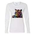 thumbnail image 2 of Wild Bobby Colorful Rainbow Siberian Tiger Animal Lover Women Graphic Long Sleeve Tee, White, Small, 2 of 5