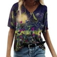 thumbnail image 2 of JustVH Women's Printed Short Sleeve T-shirt Casual V-Neck Loose Fit Tops, 2 of 3